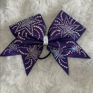 Purple Rhinestone Cheer Bow